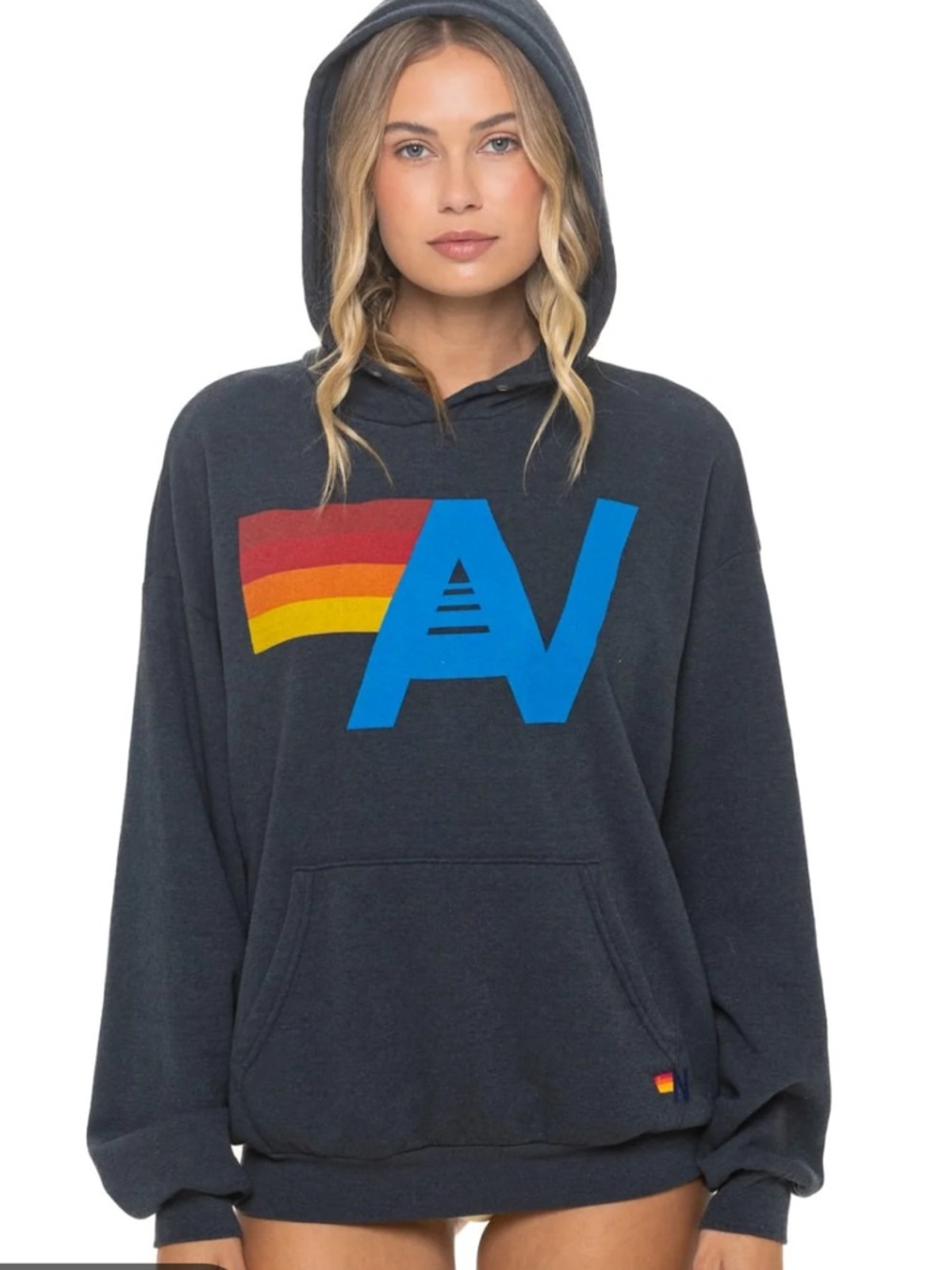 Aviator Nation Hoodie Women’s Size xs Oversized AV Logo Stripes